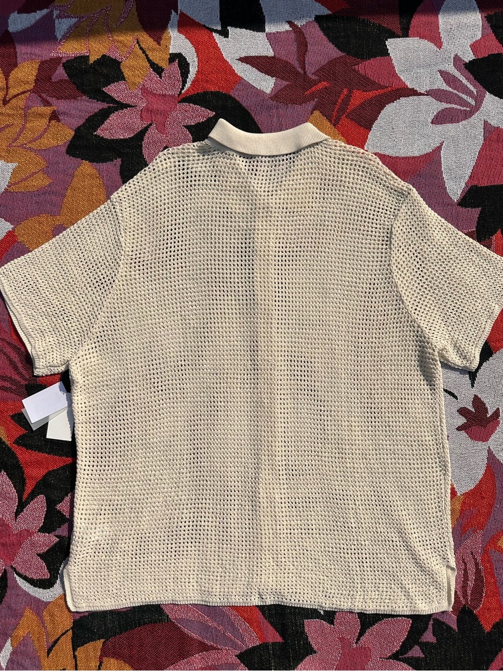 Good American Crochet Cream Open-Knit Button Short Sleeve Shirt NWT - Picture 7 of 8